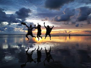 jumping beach shot